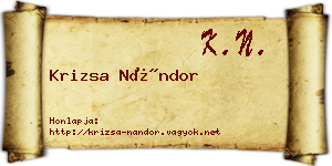 Krizsa Nándor névjegykártya